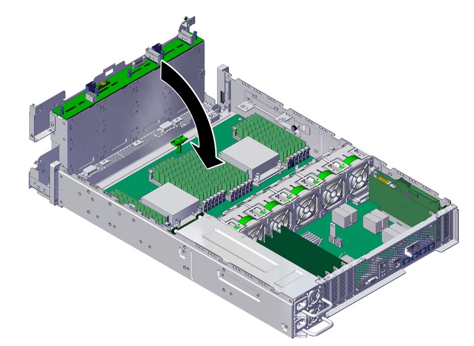 image:The illustration shows pivoting the drive cage down.