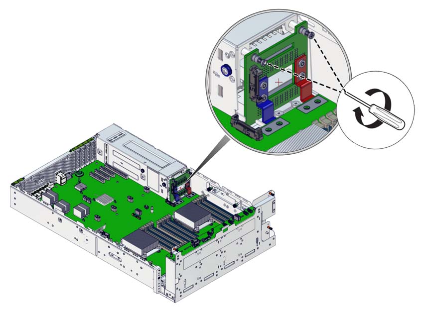 image:The illustration shows installing the PDB two captive                             screws.