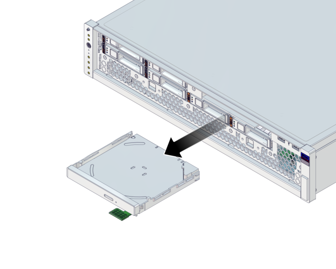 image:The illustration shows the DVD being removed from                             chassis.