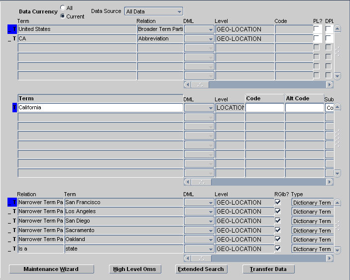 Named relationships in the Maintain Repository Data window