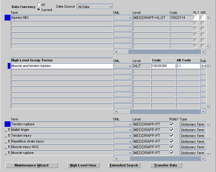 Strong relationships in the Maintain Repository Data window