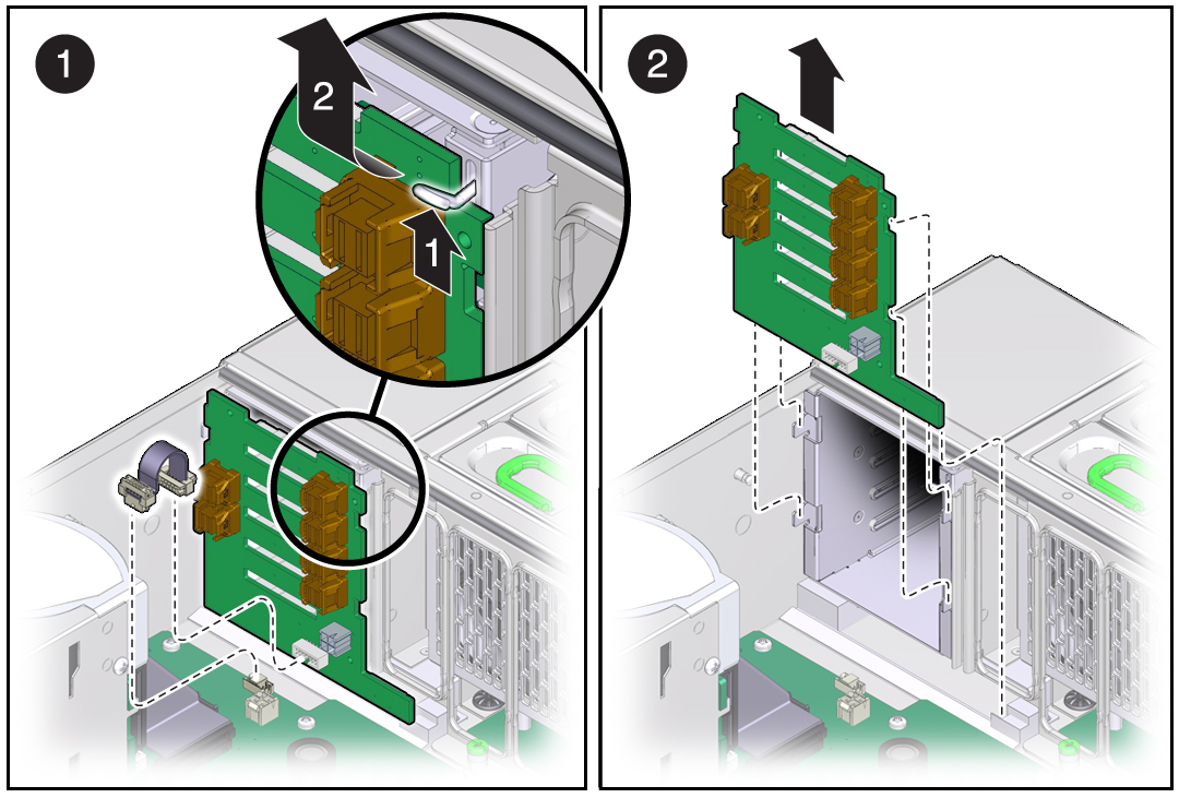 image:Figure showing removal of the drive backplane.