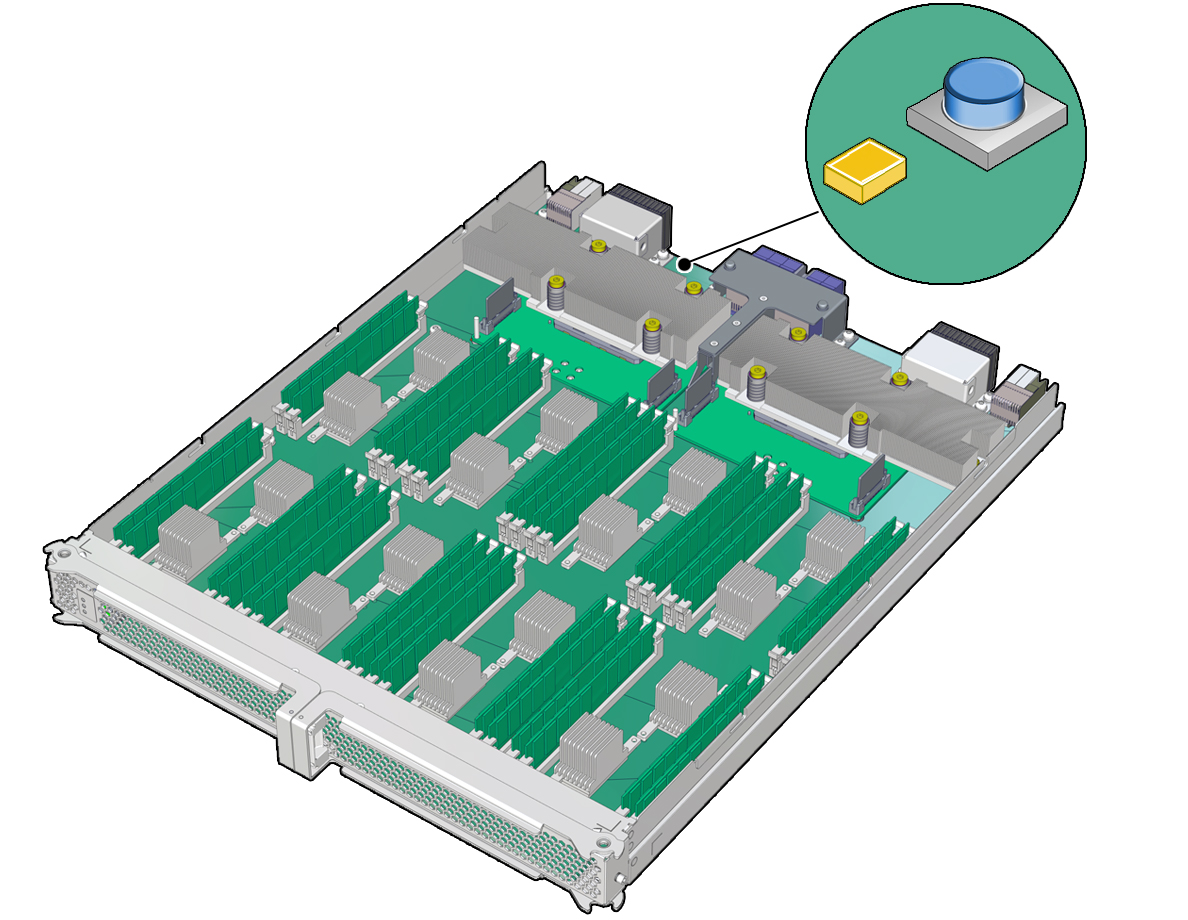 image:Illustration showing the location of the DIMM Fault                                 button