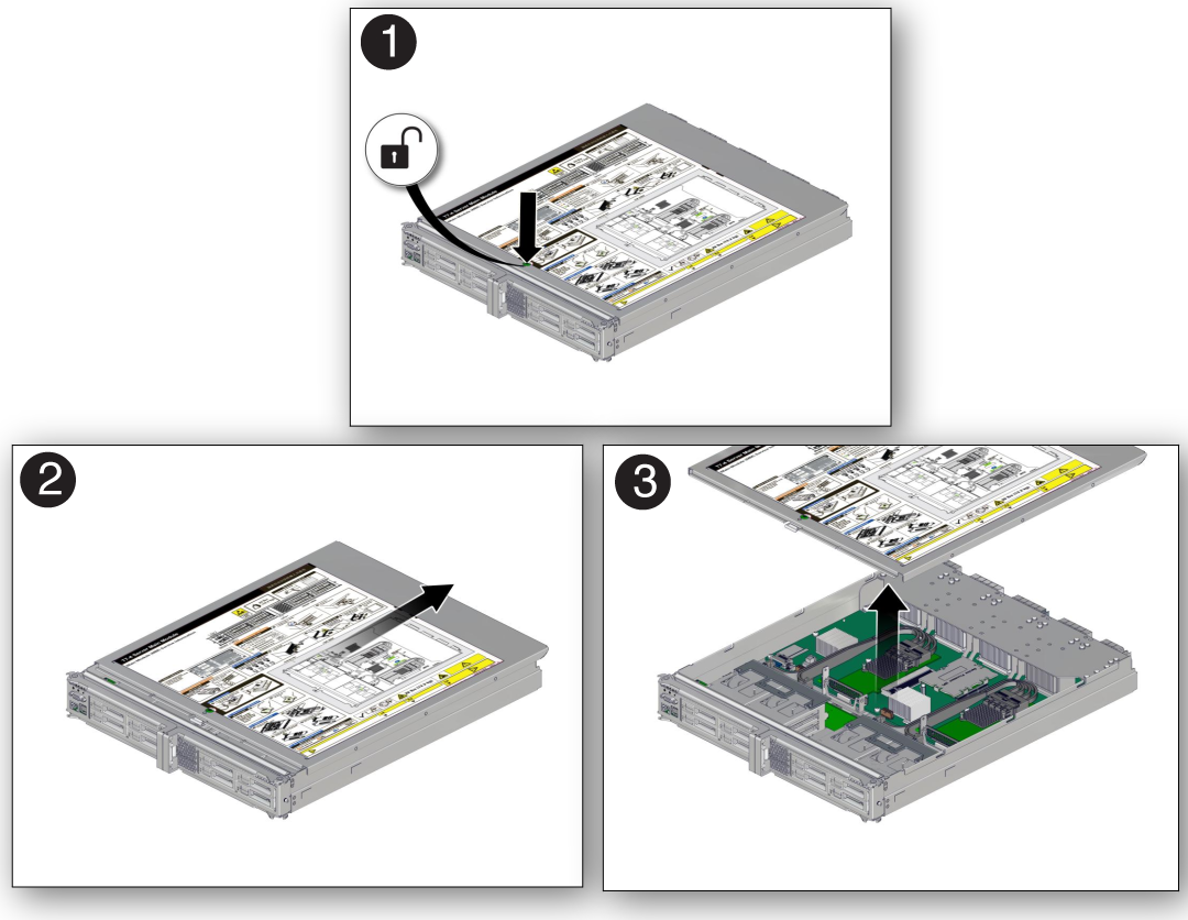 image:Graphic showing how to remove the main module                                     cover.