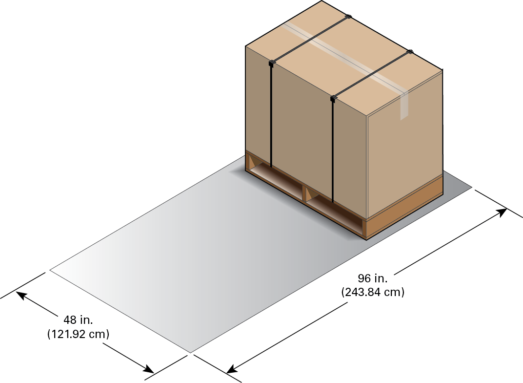 image:Figure showing the dimensions of the stand-alone server unpacking                         dimensions.