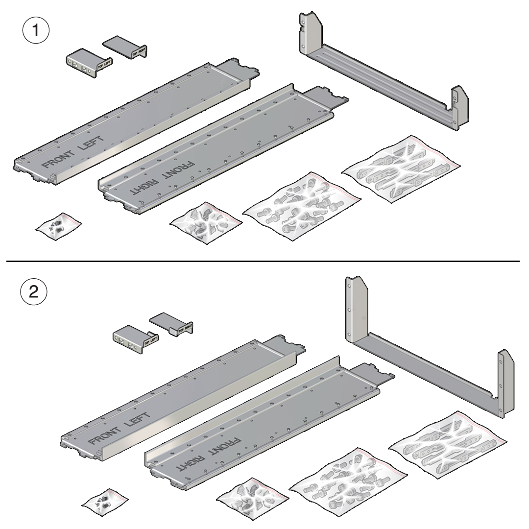 image:Figure showing the old and new rackmount kits.