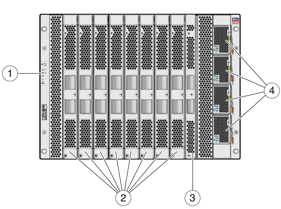 image:Illustration that shows the components that can be serviced from the                         front of the switch chassis.