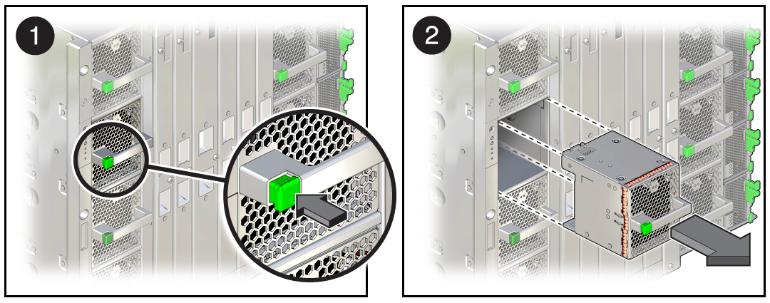image:Illustration that shows how to remove a fan module.