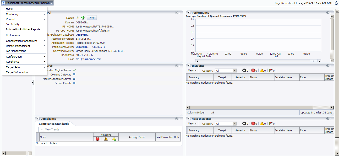 PeopleSoft Process Scheduler Domain page