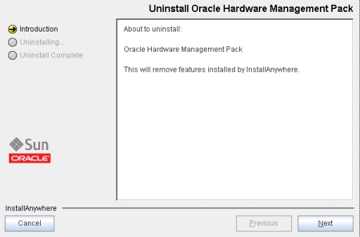 image:Ecran de démarrage de la désinstallation
