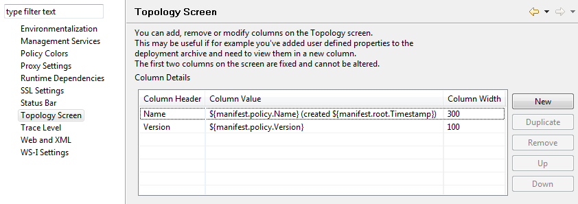 Default Topology Customization