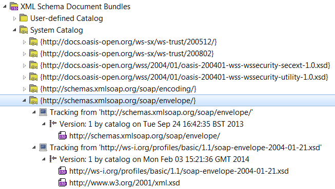 Example of XML schema document bundles
