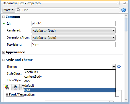 プロパティ・インスペクタのスタイル設定