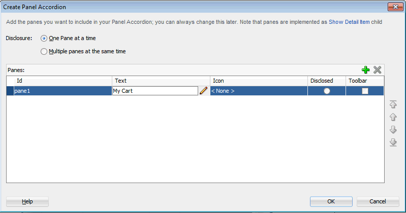 Panel Accordionを最初のファセットに挿入