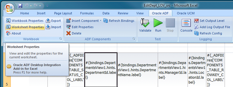 Edit Worksheet Properties