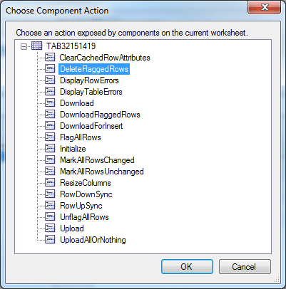 Choose Component Actionダイアログ