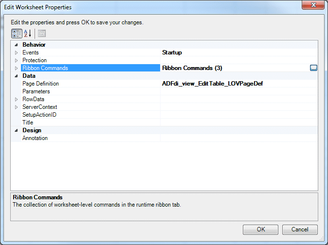 Excelリボンに表示されたOracle ADFタブ