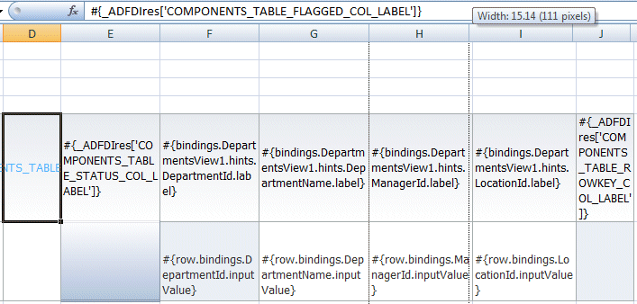 Excelリボンに表示されたOracle ADFタブ