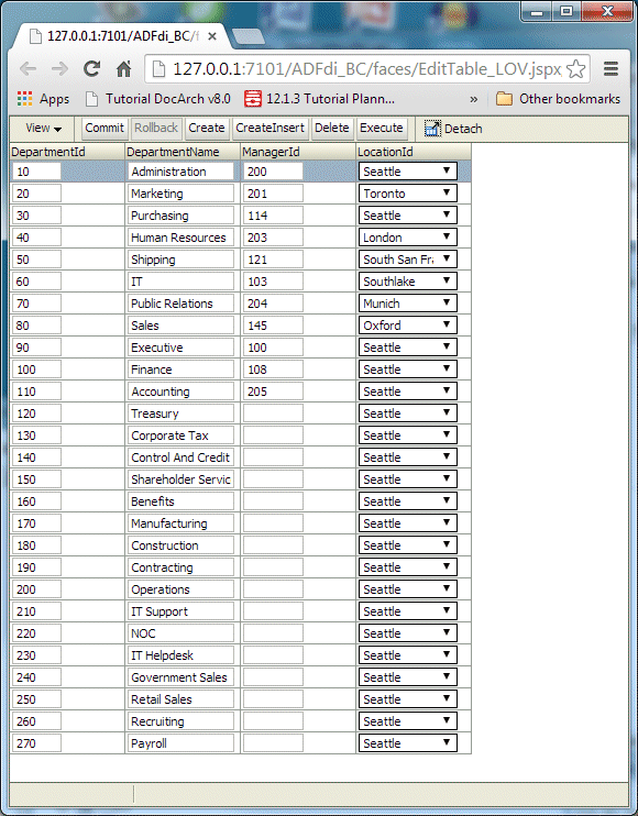 ブラウザ内のDepartmentPage