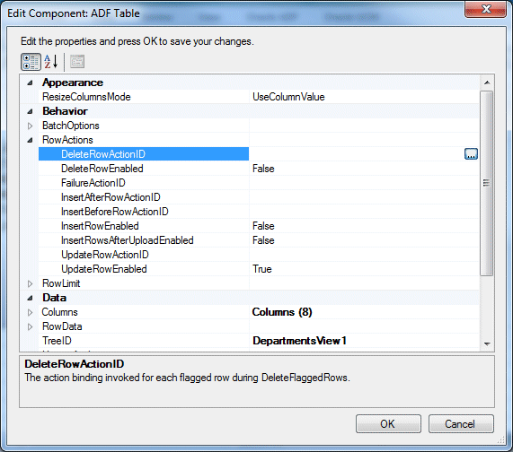 Edit Component:  ADF Tableダイアログ