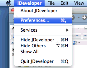 preferences メニュー