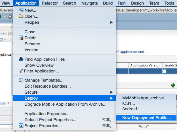 Deploy→New Deployment Profileメニュー・オプション