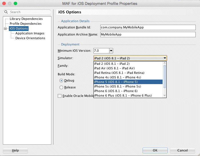 シミュレータの対象バージョンを7.0に設定