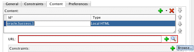 緑のプラス記号をクリックしたときに選択されるタスク・フロー