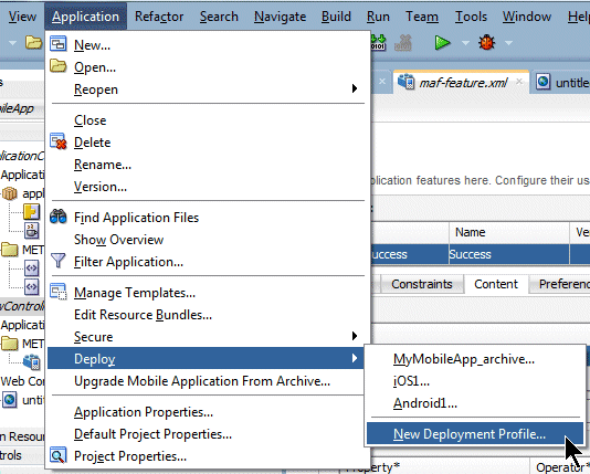 Deploy→New Deployment Profileメニュー・オプション