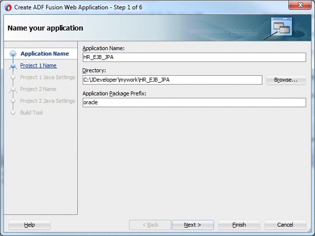 Create Fusion Web Applicationのステップ1