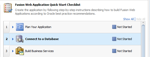 Checklistの2つ目のタスクのConnect to a Databaseを選択