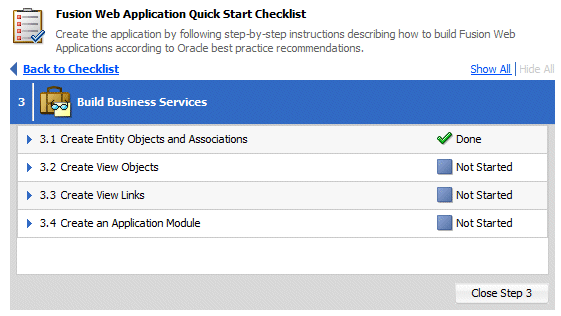 ChecklistのClose Step 3ボタンにカーソルを置く