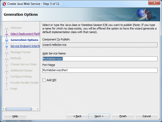 Create Web Serviceウィザード