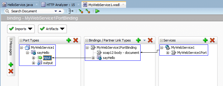 WSDLを表示した設計エディタ