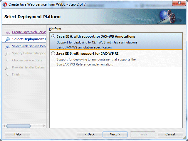 Create Java Web Service from WSDLウィザード