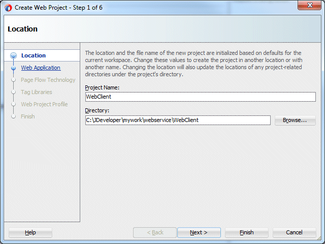 Create Web Projectのステップ1