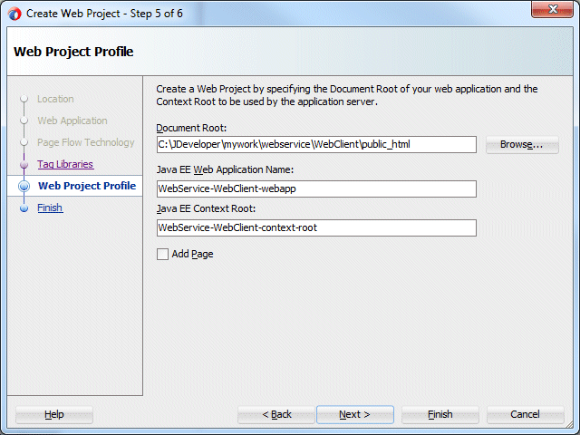 Create Web Projectのステップ5