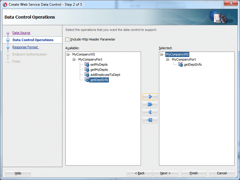 Create Web Service Data Controlのステップ2