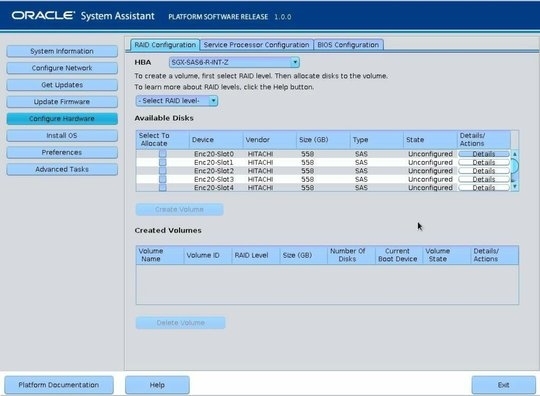 image:Gráfico que muestra la pantalla RAID Configuration (Configuración de RAID).