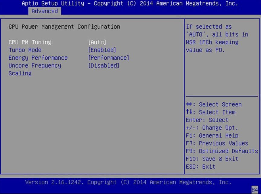 image:「CPU Power Management Configuration」画面のスクリーンショット。