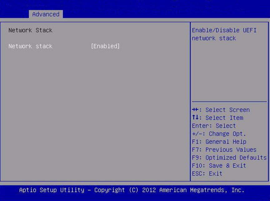 image:「Network Stack」画面のスクリーンショット。