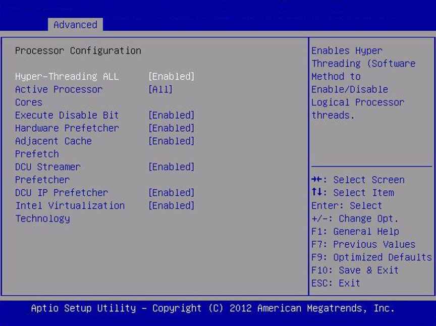 image:「Processor Configuration」画面のスクリーンショット。