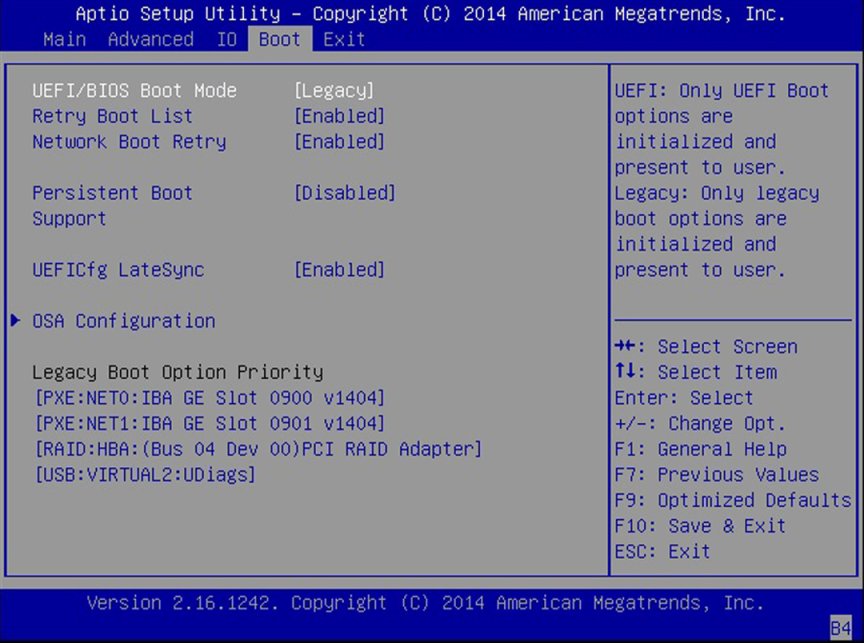 image:レガシーモード「Boot」BIOS 画面のスクリーンショット。