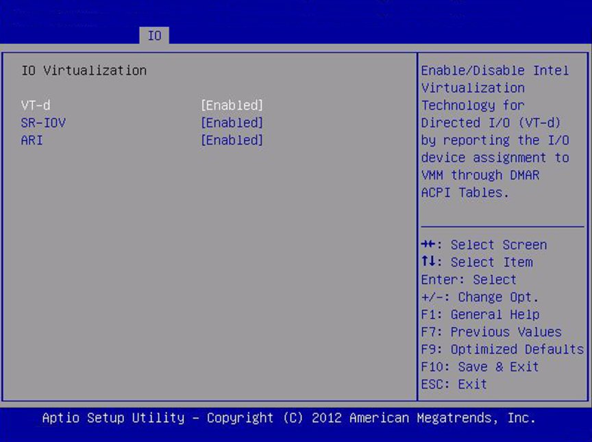 image:「IO Virtualization」画面を示すスクリーンショット