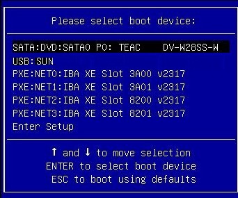 image:Graphic showing the Please Select Boot Device menu in                                         Legacy BIOS Boot mode.