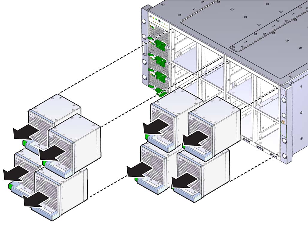 image:A illustration showing the removal of the fan                                 modules.