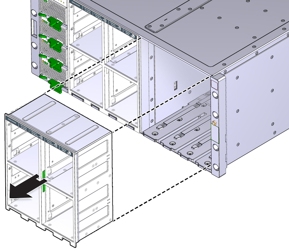 image:An illustration showing the removal of the Fan Frame from the                                 server.