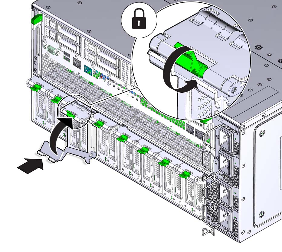 image:An illustration showing the installation of a DPCC in the                                 server.