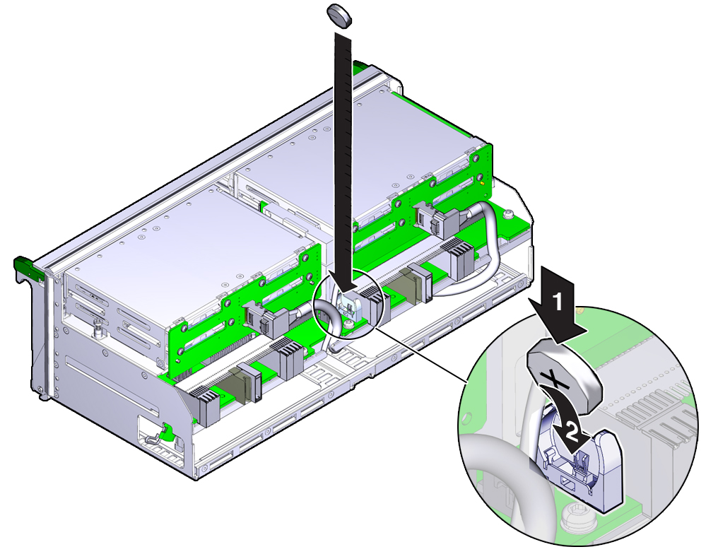 image:An illustration showing the installation of the system                                 battery.
