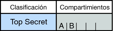 image:En el gráfico, se muestra una clasificación Top Secret con dos compartimientos posibles: A y B.